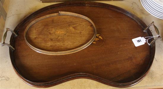 Two inlaid mahogany trays